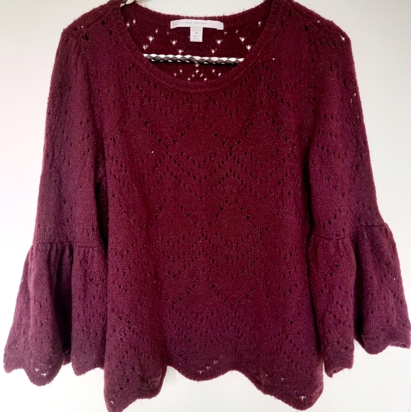 LC Red Knit Bell Sleeve - Picture 2 of 2